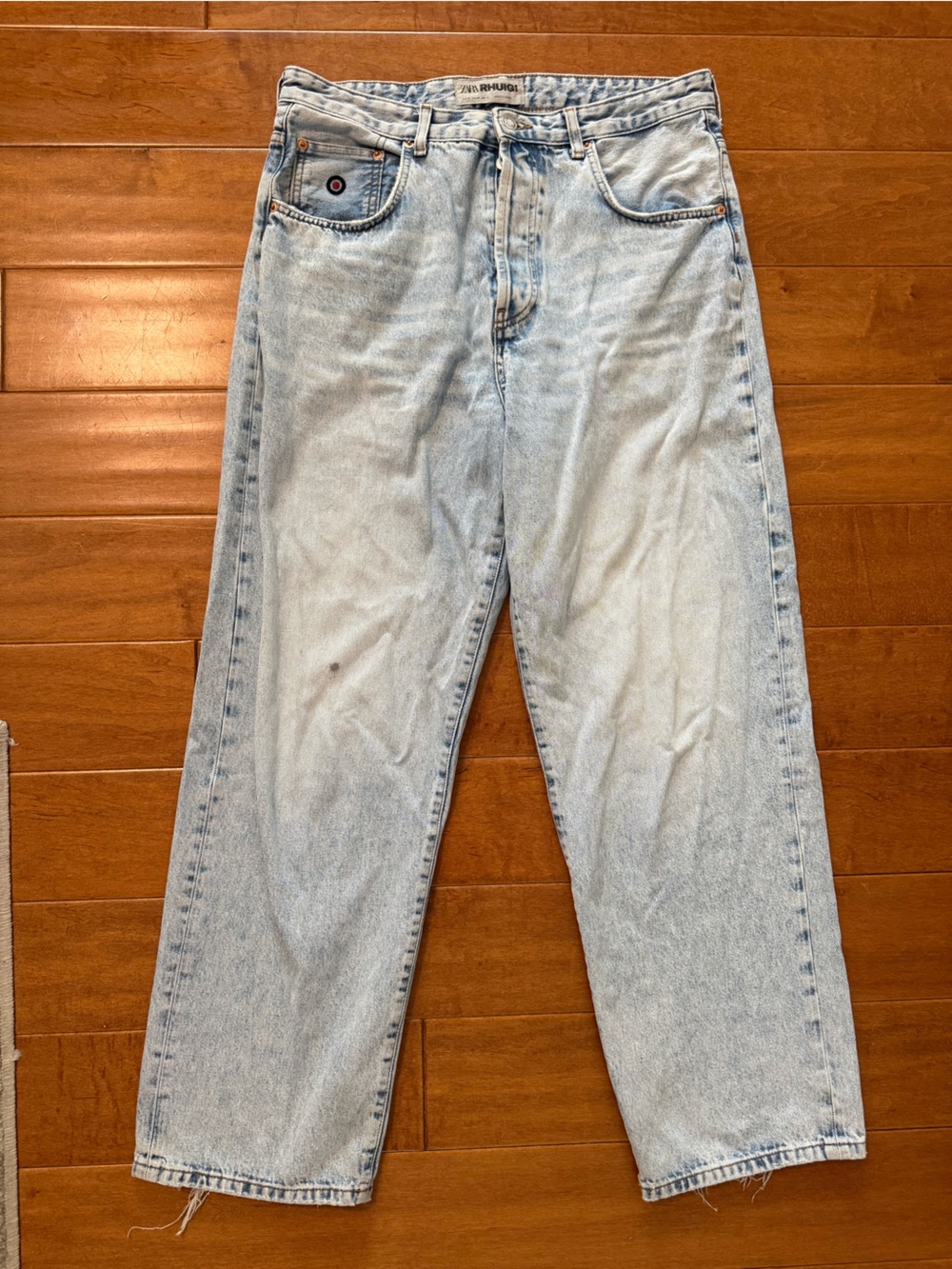 Zara Rhuigi Designer Collab Baggy Leg Jeans Button Closure Size 32 Unisex